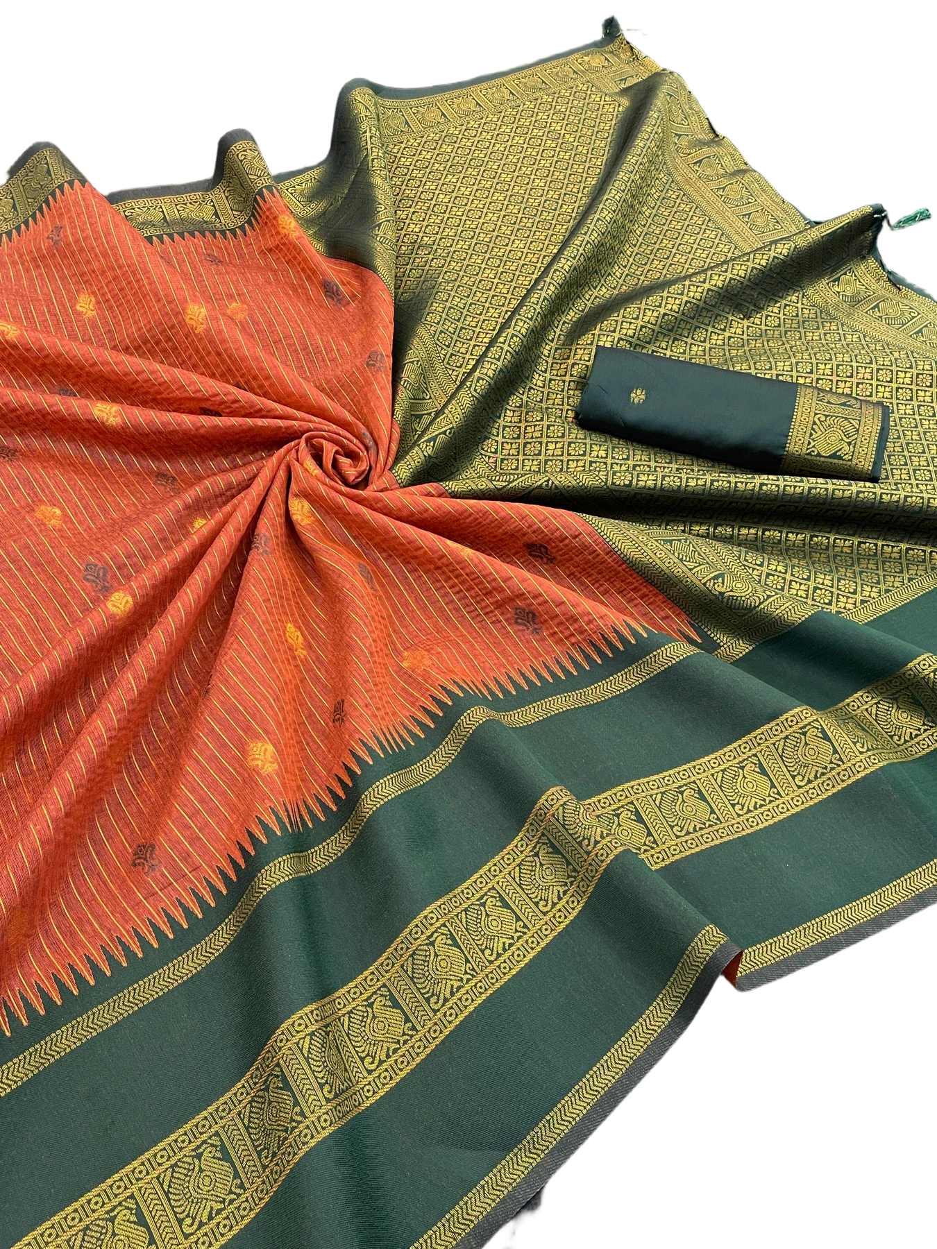 KALYANI COTTON  WITH  GOLD ZARI SILK SAREE
