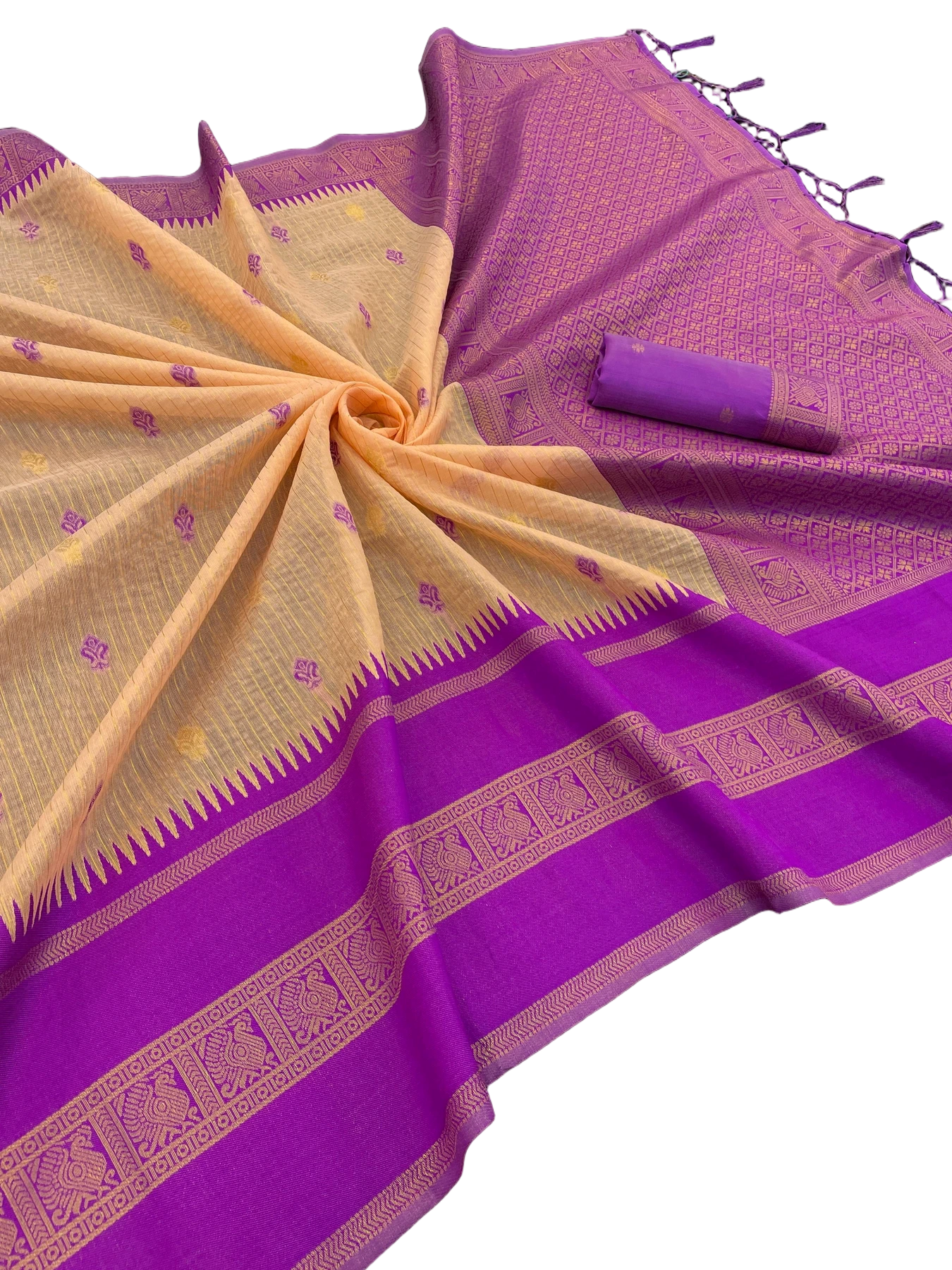 KALYANI COTTON  WITH  GOLD ZARI SILK SAREE