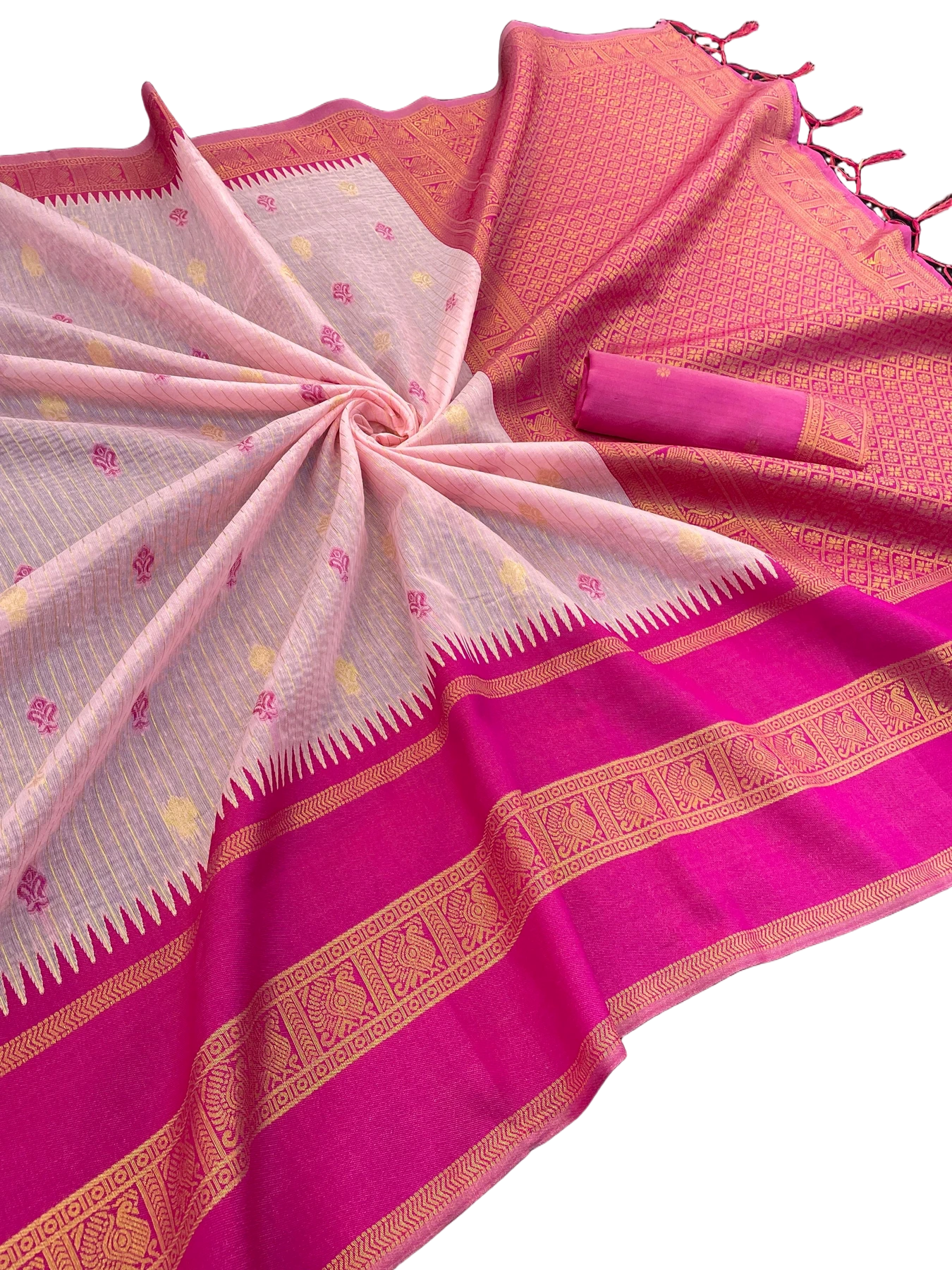 KALYANI COTTON  WITH  GOLD ZARI SILK SAREE