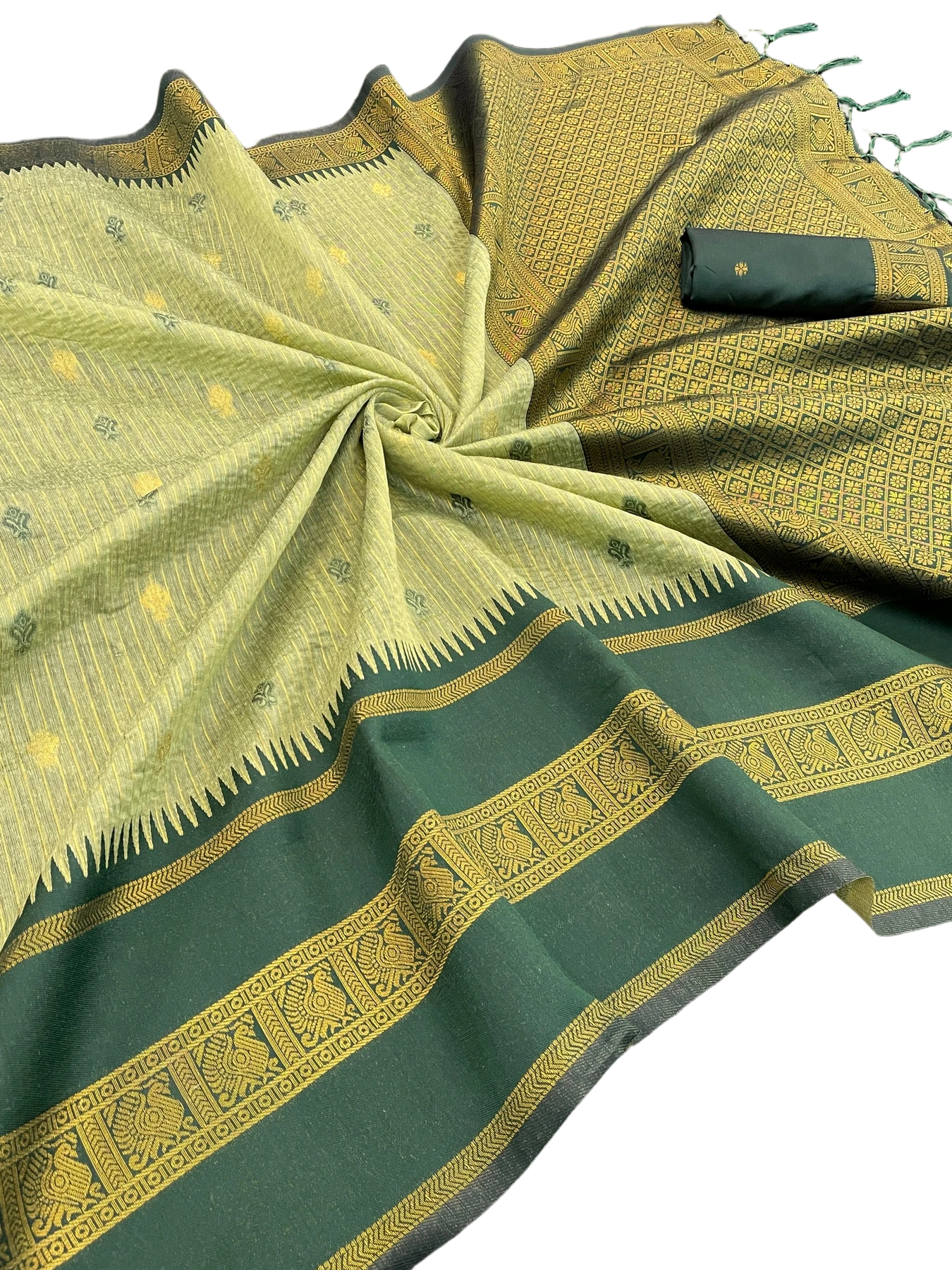 KALYANI COTTON  WITH  GOLD ZARI SILK SAREE