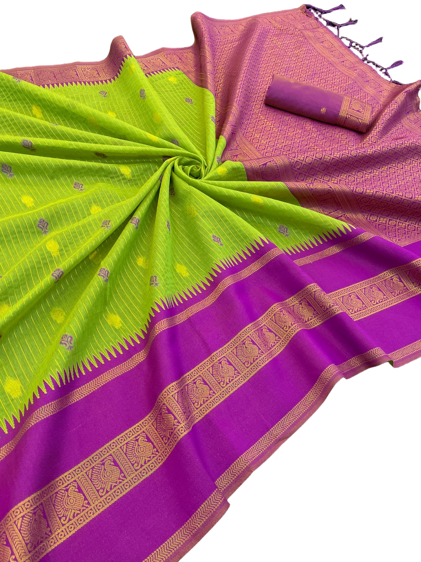 KALYANI COTTON  WITH  GOLD ZARI SILK SAREE