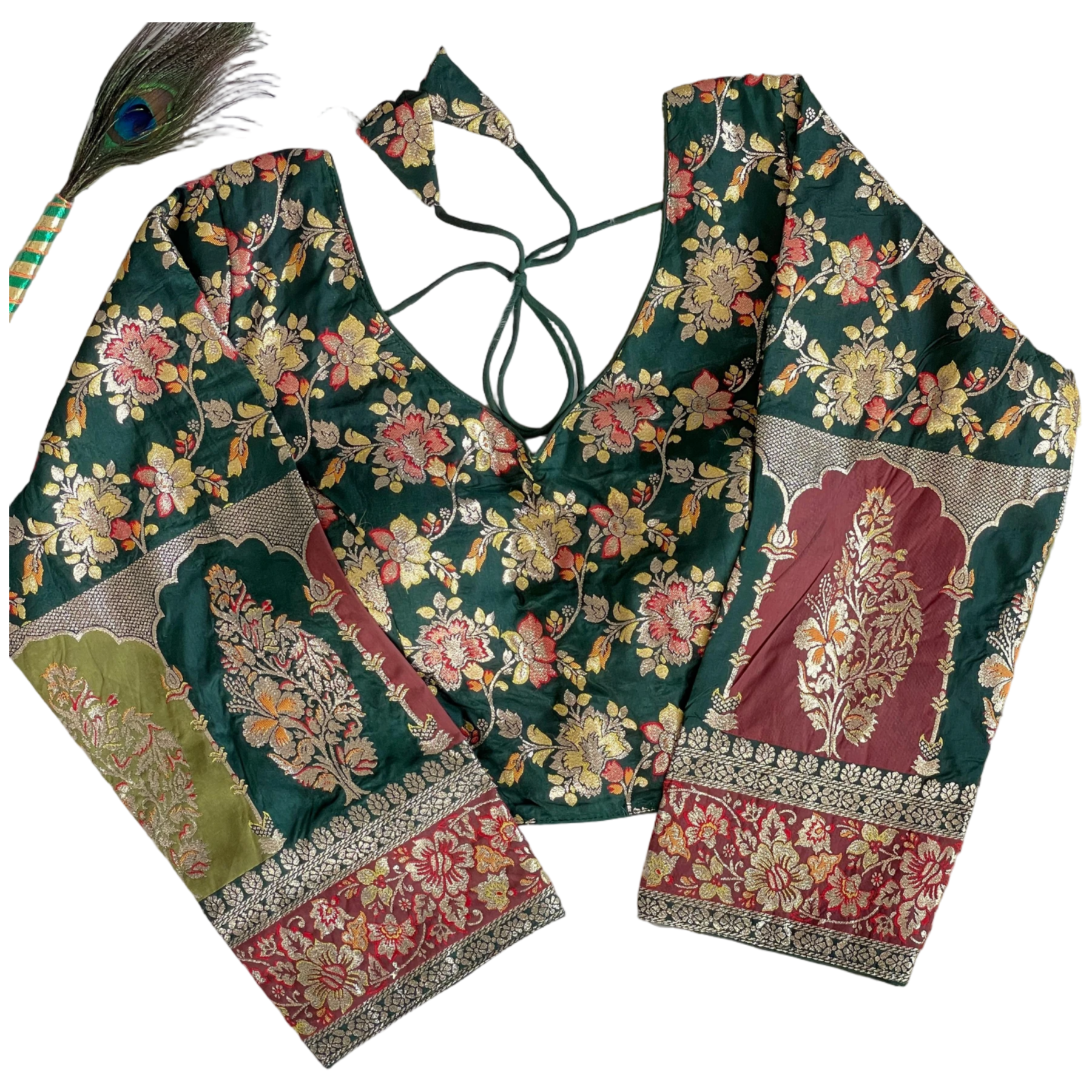 PURE DOLA SILK MULTI COLOUR WEAVING BLOUSE