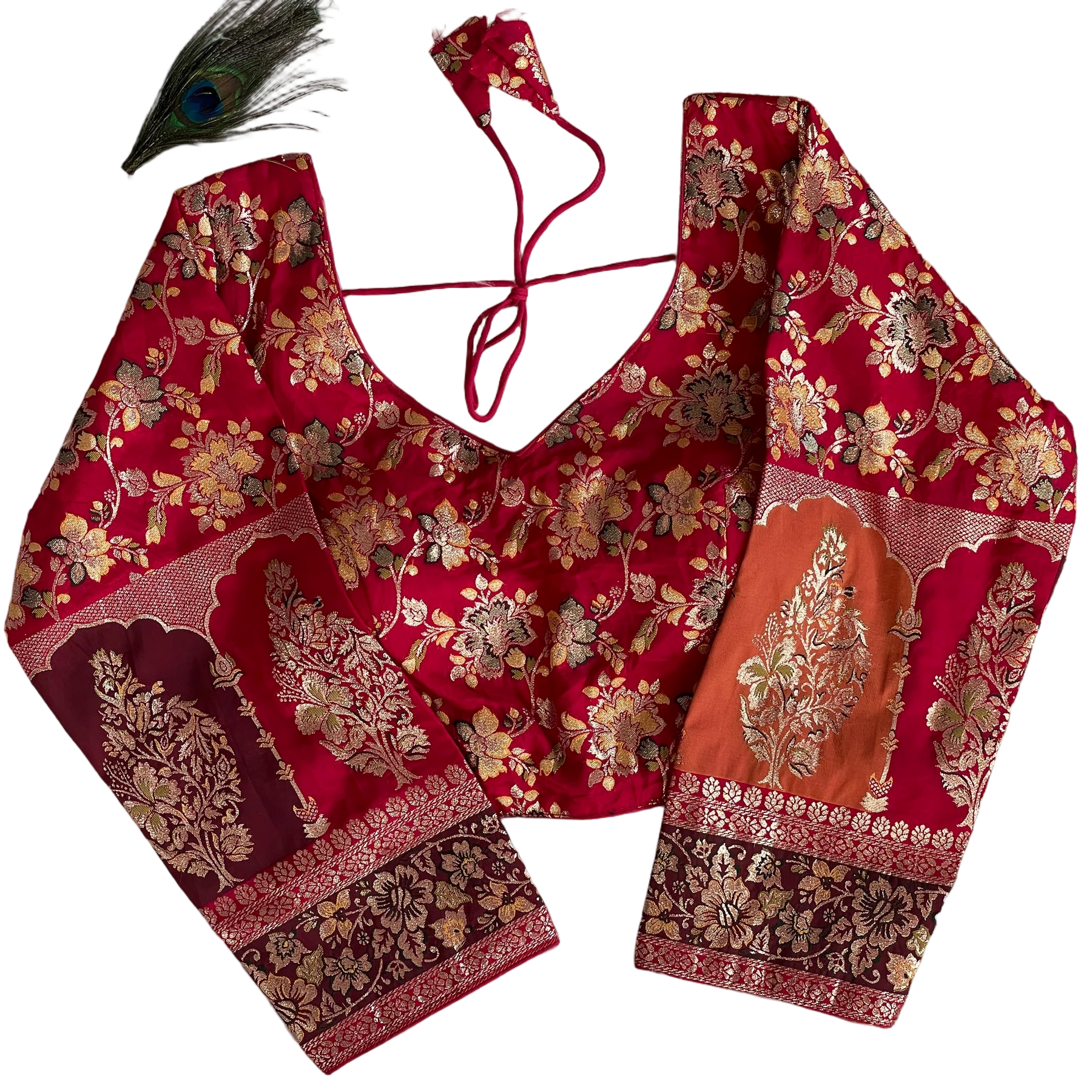 PURE DOLA SILK MULTI COLOUR WEAVING BLOUSE