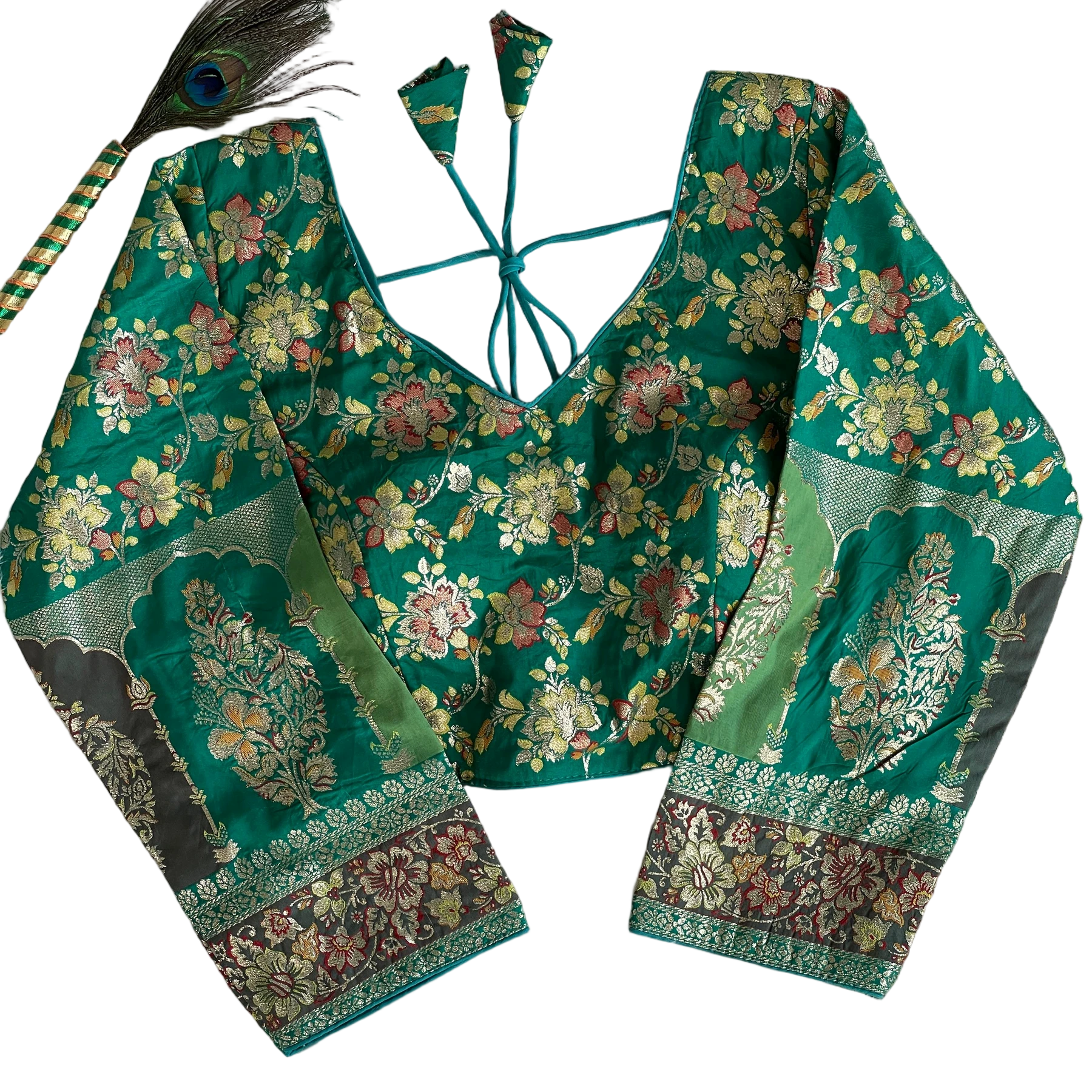 PURE DOLA SILK MULTI COLOUR WEAVING BLOUSE