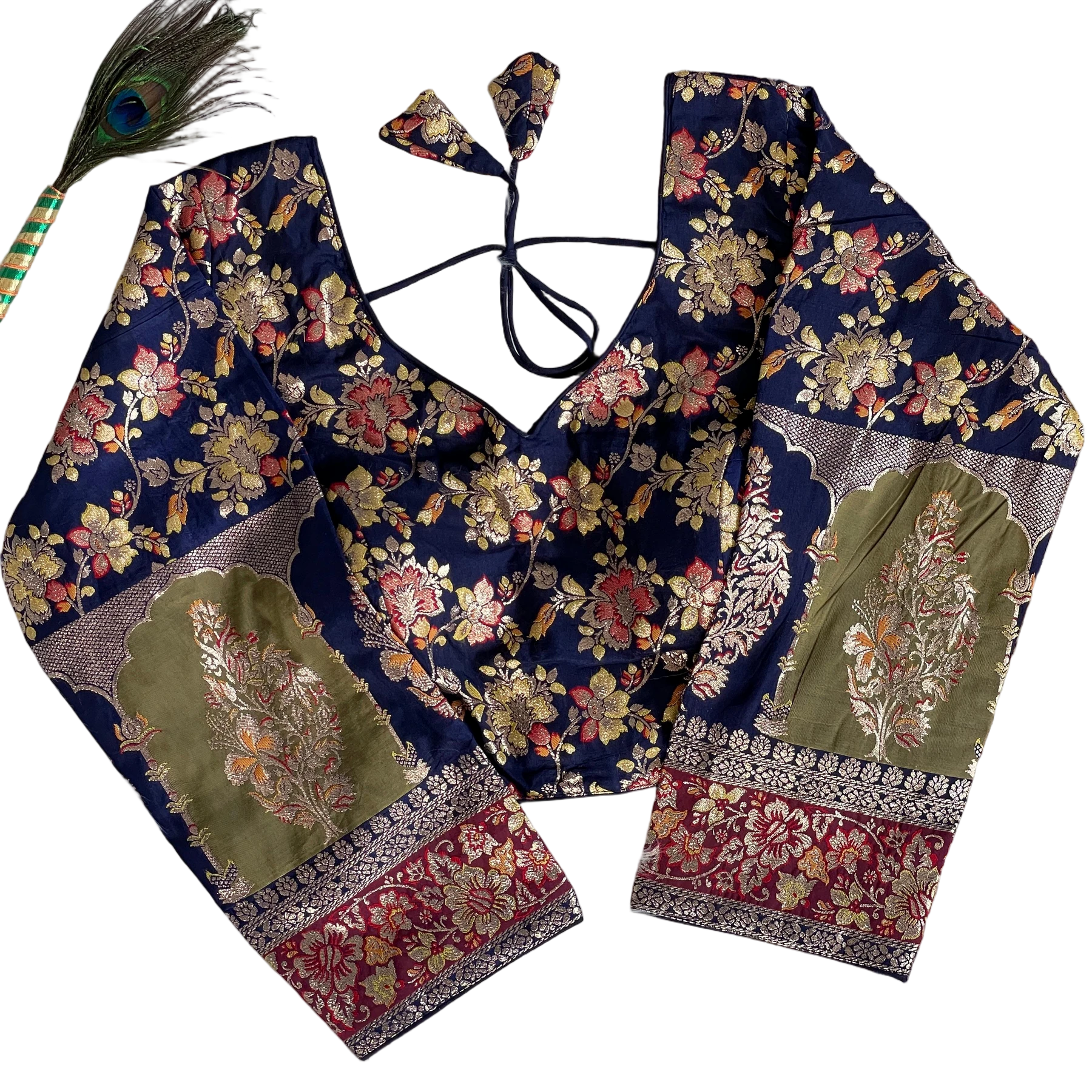 PURE DOLA SILK MULTI COLOUR WEAVING BLOUSE