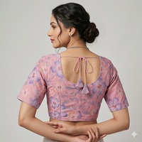 Pastel Printed  Non-Padded Readymade Blouse
