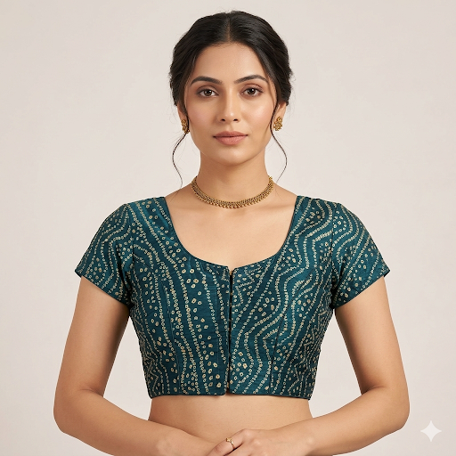 Indigo Weave Non-Padded Readymade Blouse