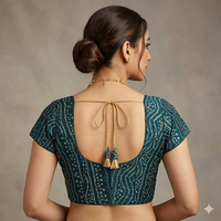 Indigo Weave Non-Padded Readymade Blouse