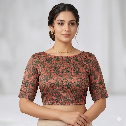 Mehru Vine Stretch Readymade Non- Padded Blouse