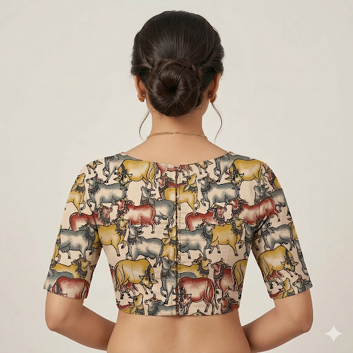 Kalamkari Art Unstitched Blouse piece