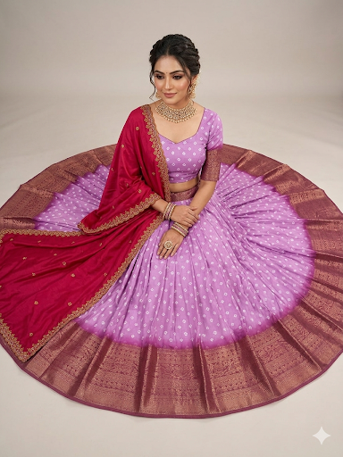 Lavanya Violet Bandhej Lehenga