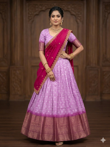 Lavanya Violet Bandhej Lehenga