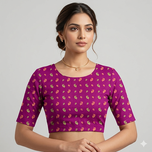 Amethyst Bloom Ethnic Unstitched Blouse Piece