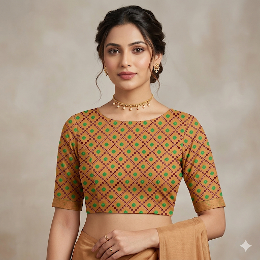 Kesari Leheriya Bloom Unstitched Blouse Piece