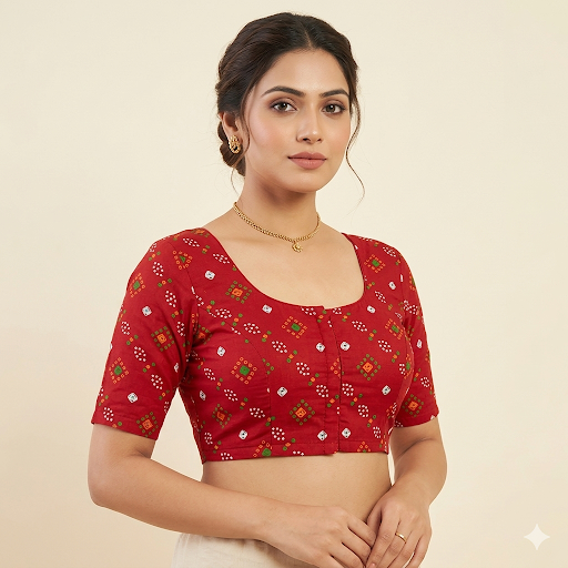 Sindura Bandhani Unstitched  Blouse Piece