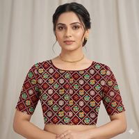 Maroon Mandala Mosaic Unstitched Blouse Piece