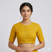 Sunlight Mustard Solid Unstitched Blouse Piece.