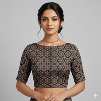 Midnight Bloom Heritage Unstitched Blouse piece