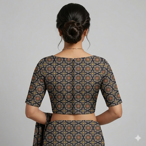 Midnight Bloom Heritage Unstitched Blouse piece