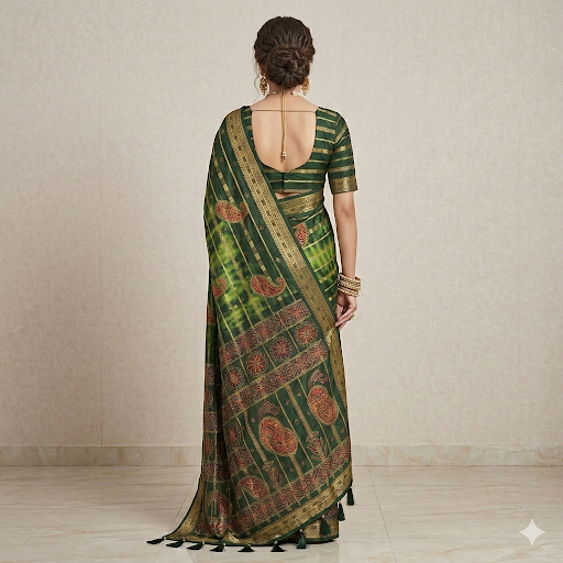 Green Aura Traditional Cotton Saree.