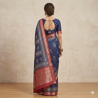 Indigo Blue Grace Floral Saree