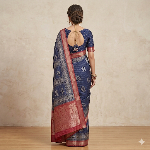 Indigo Blue Grace Floral Saree