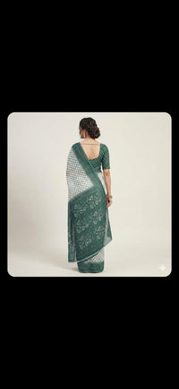 Ocean Blossom Printed Cotton Saree.