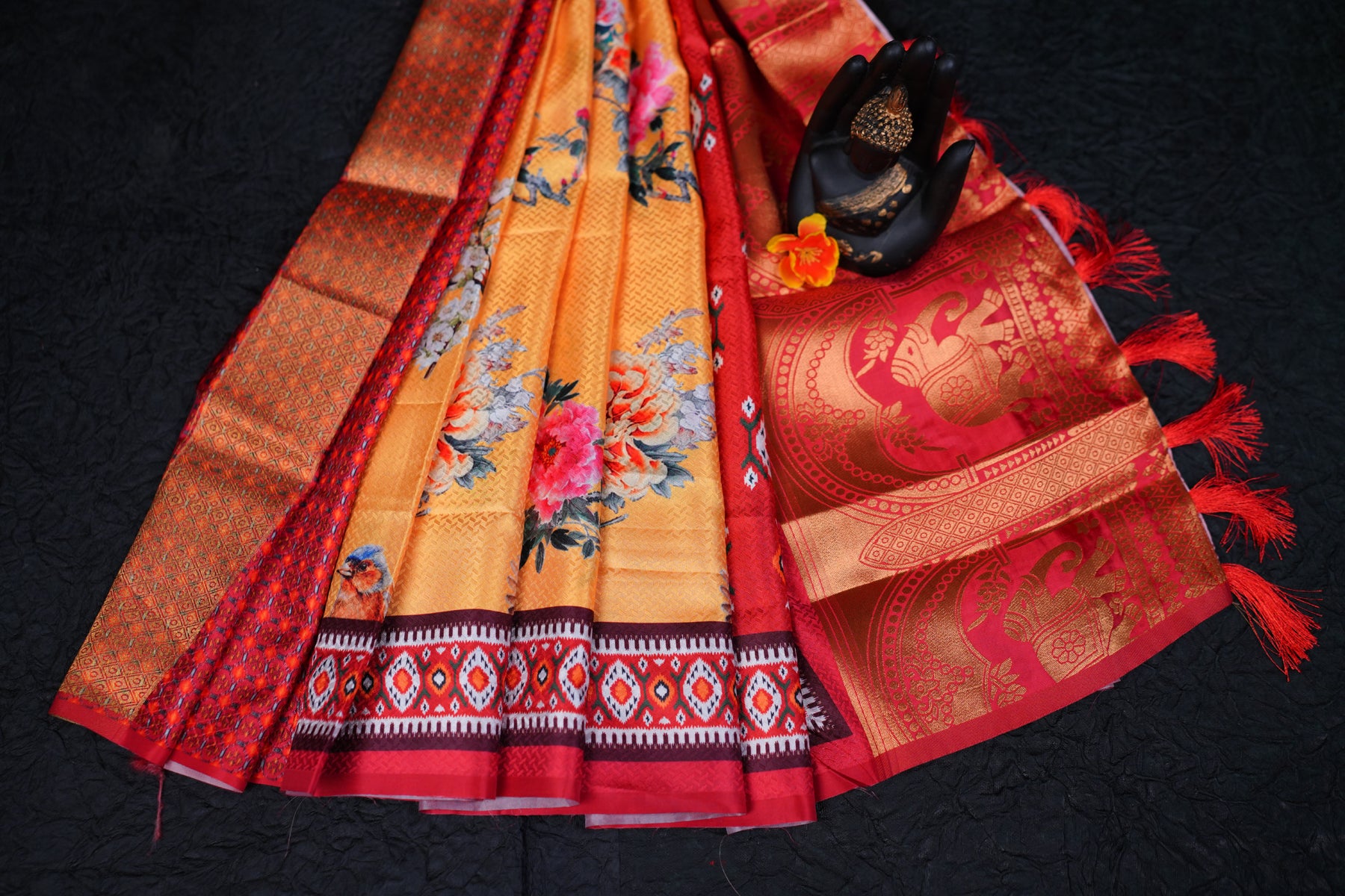 Ikat print sarees