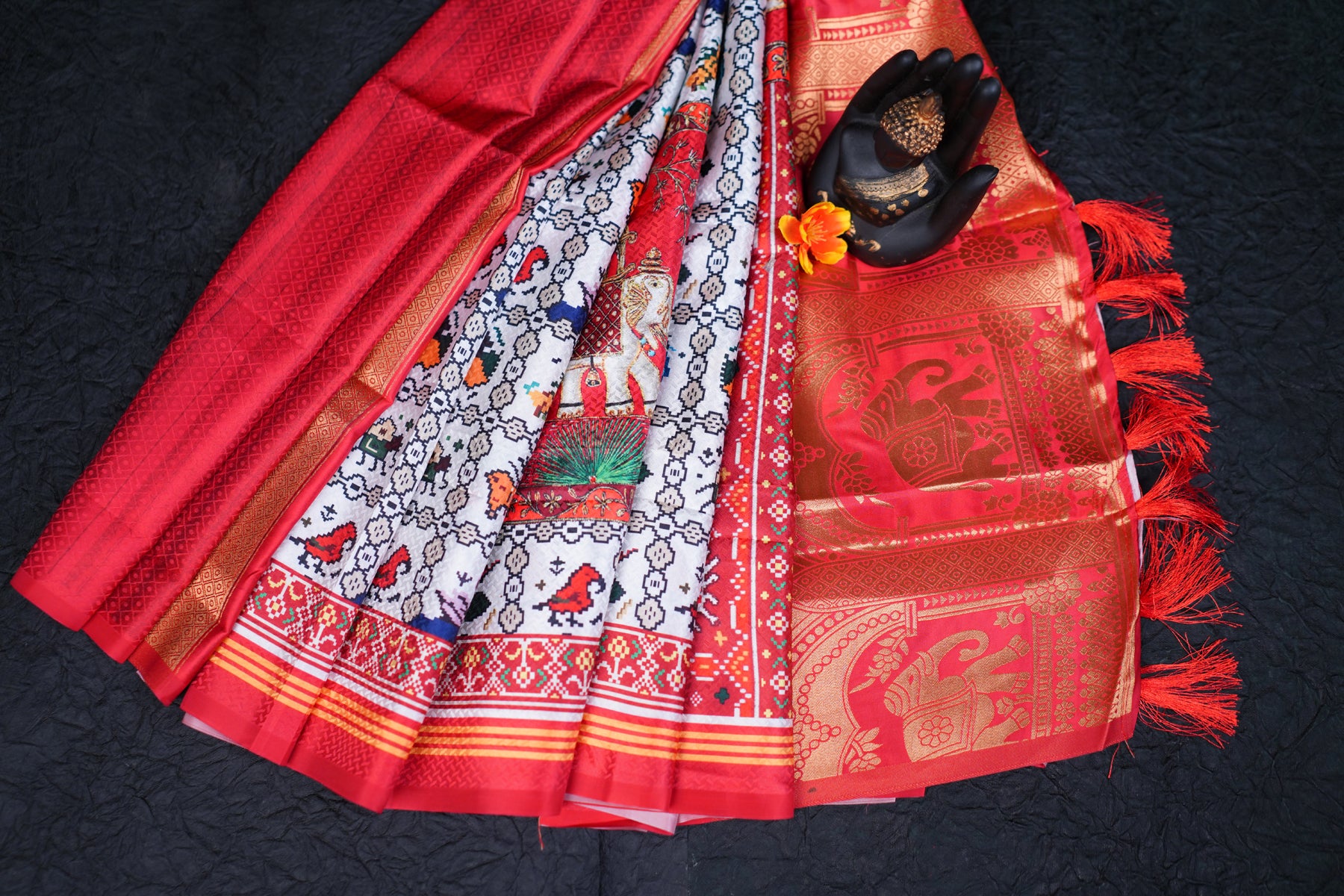 Ikat print sarees