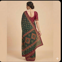 Vrinda Floral Green Saree