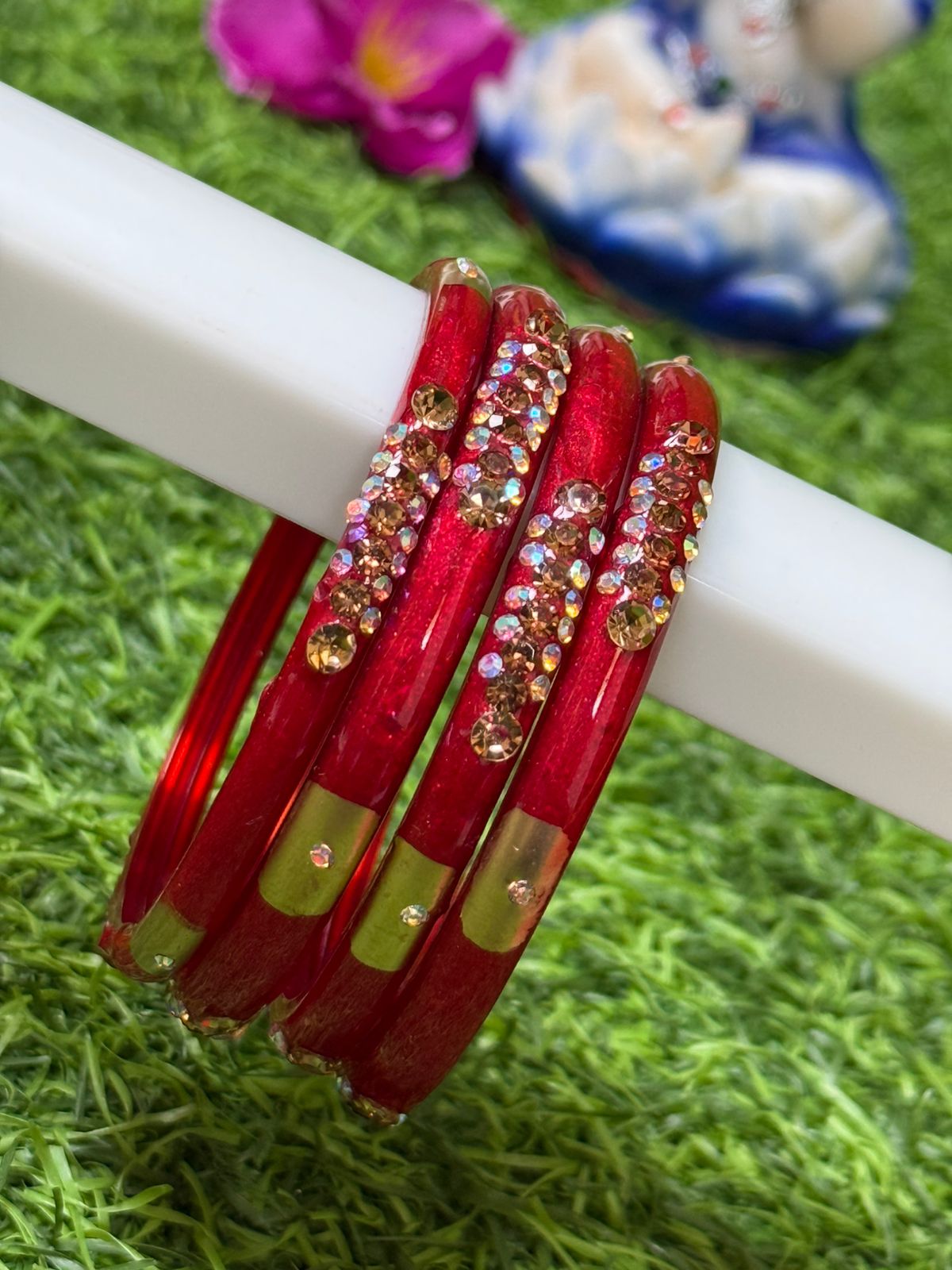 GLASS BANGLES STONE WORK