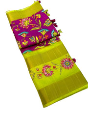 PURE SILK HANDLOOM WEAVING DIGITAL PRINT SAREE