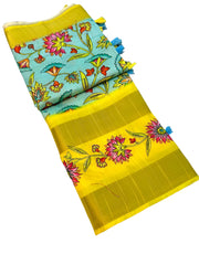 PURE SILK HANDLOOM WEAVING DIGITAL PRINT SAREE