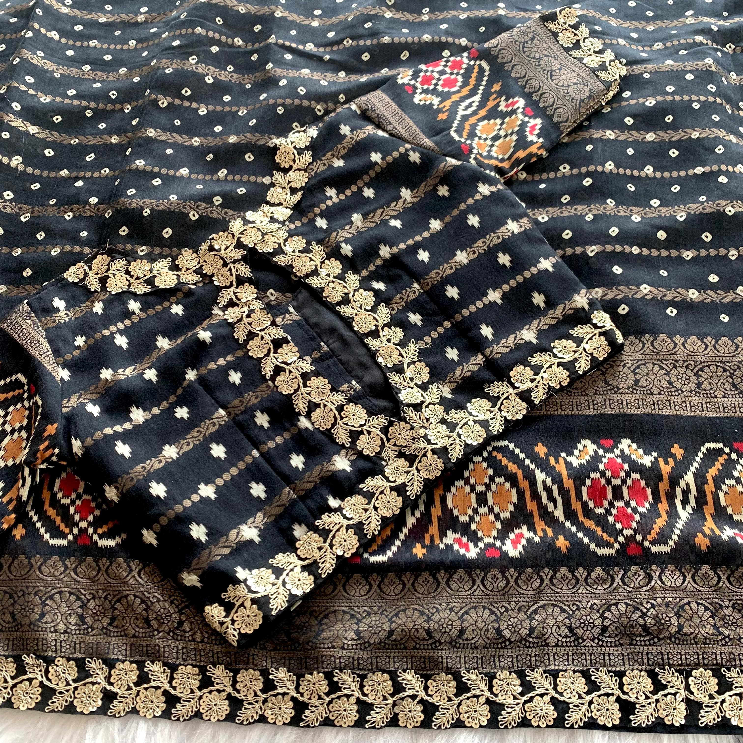 COTTON FABRIC SAREE BANDHEJ PRINT WITH HEAVY JACQUARD BORDER