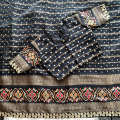 COTTON FABRIC SAREE BANDHEJ PRINT WITH HEAVY JACQUARD BORDER