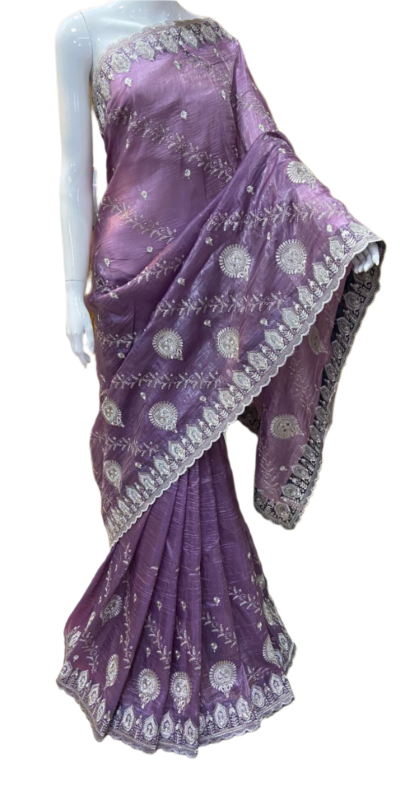 SOFT FABRIC SAREE WITH EMBROIDERY WORK WITH ORIGINAL ZARI