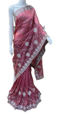 SOFT FABRIC SAREE WITH EMBROIDERY WORK WITH ORIGINAL ZARI