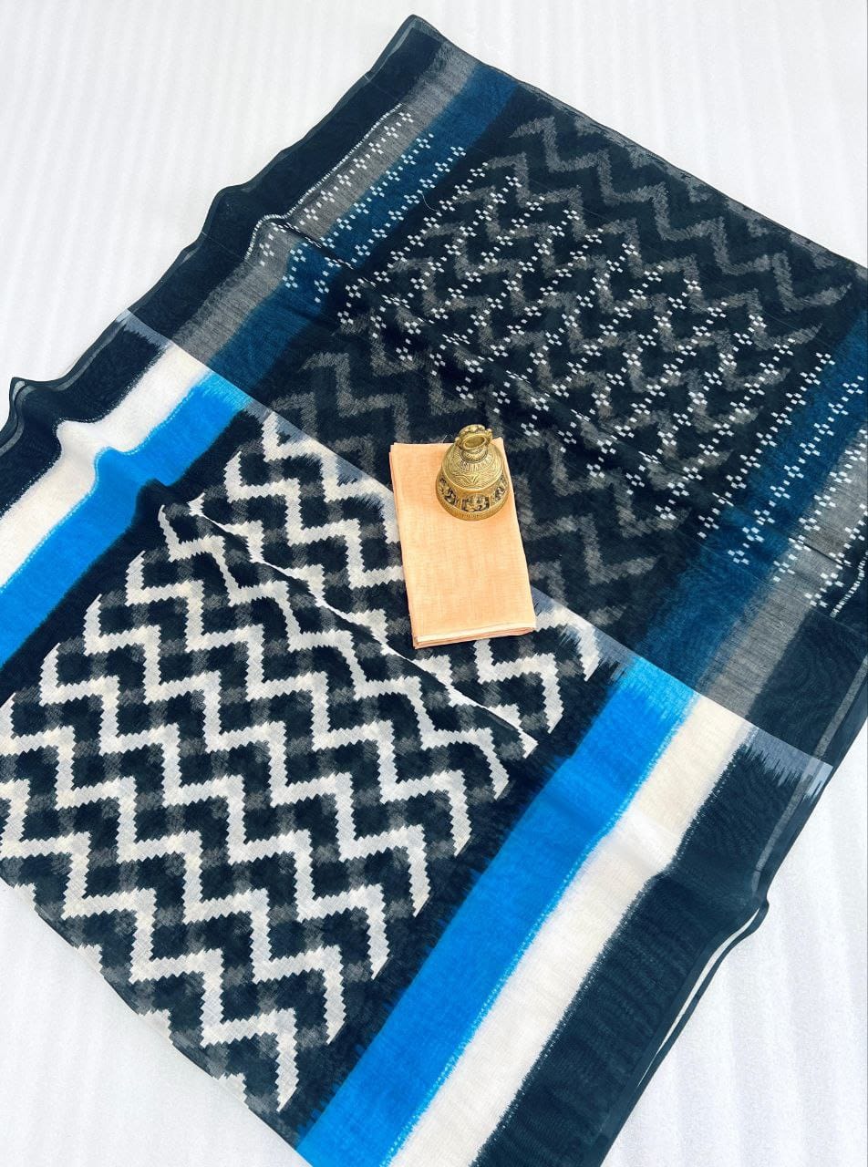 LINEN DIGITAL PRINT SAREE
