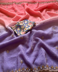 DOUBLE SHADE CHIFFON CRUSH SAREE