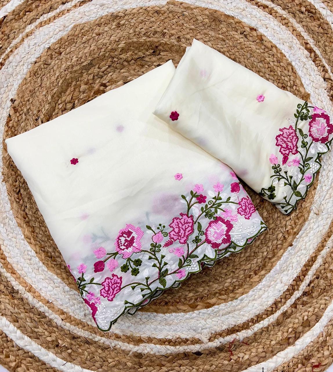 KOREAN TUSSER SILK SAREE