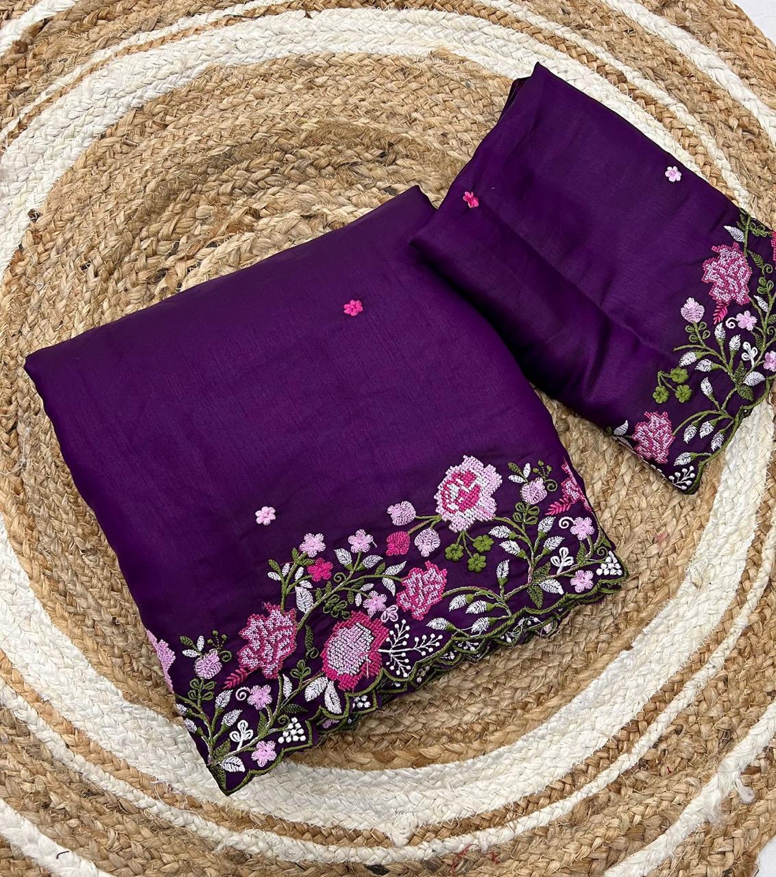 KOREAN TUSSER SILK SAREE