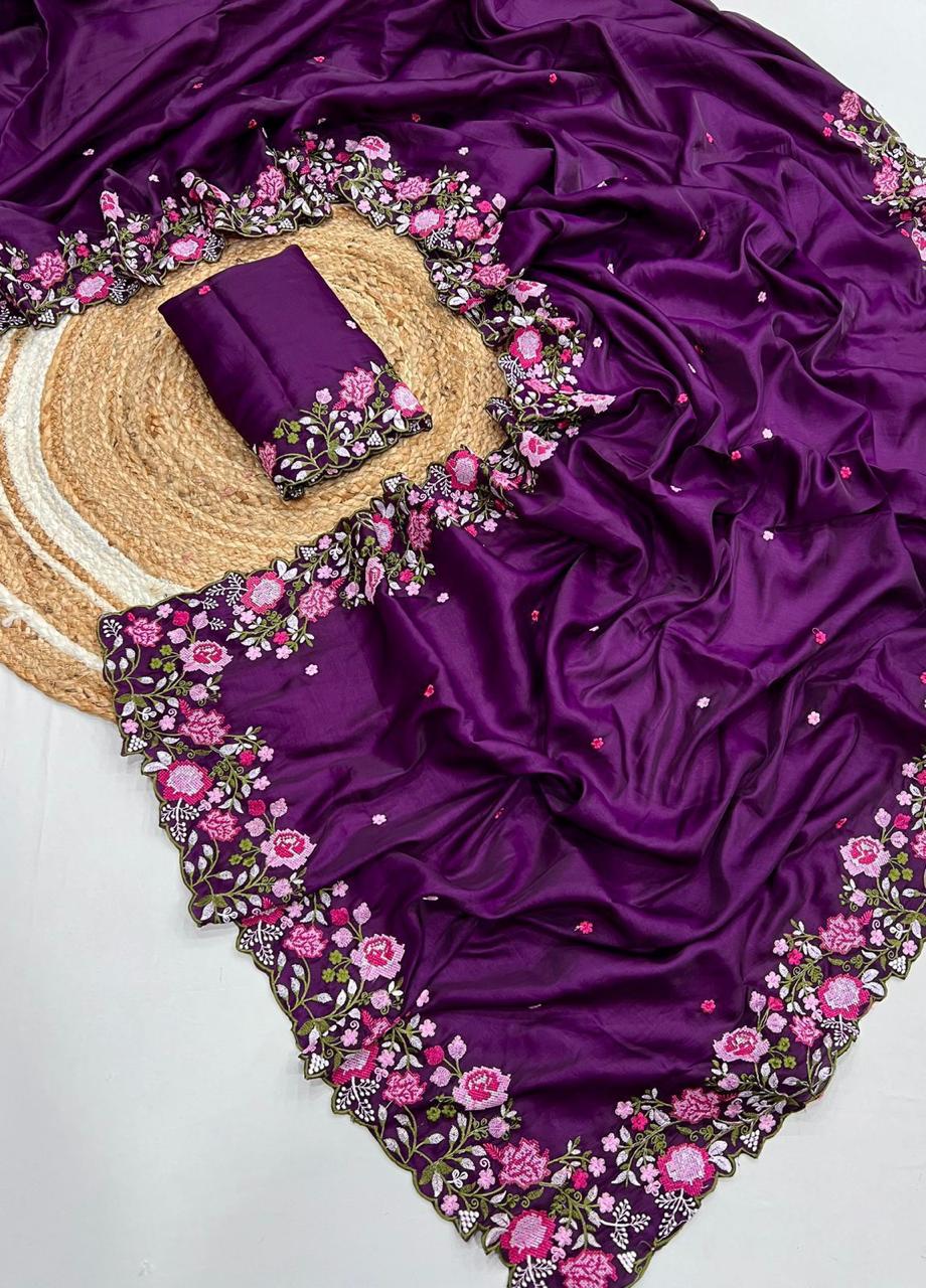 KOREAN TUSSER SILK SAREE
