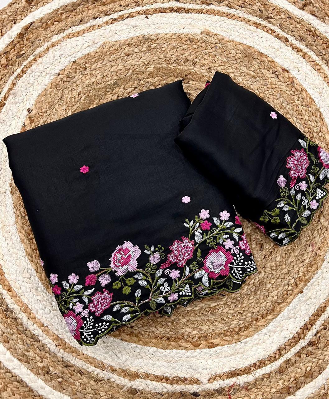 KOREAN TUSSER SILK SAREE
