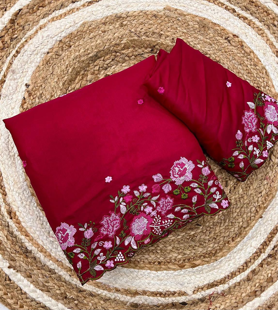 KOREAN TUSSER SILK SAREE