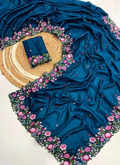 KOREAN TUSSER SILK SAREE