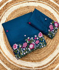 KOREAN TUSSER SILK SAREE