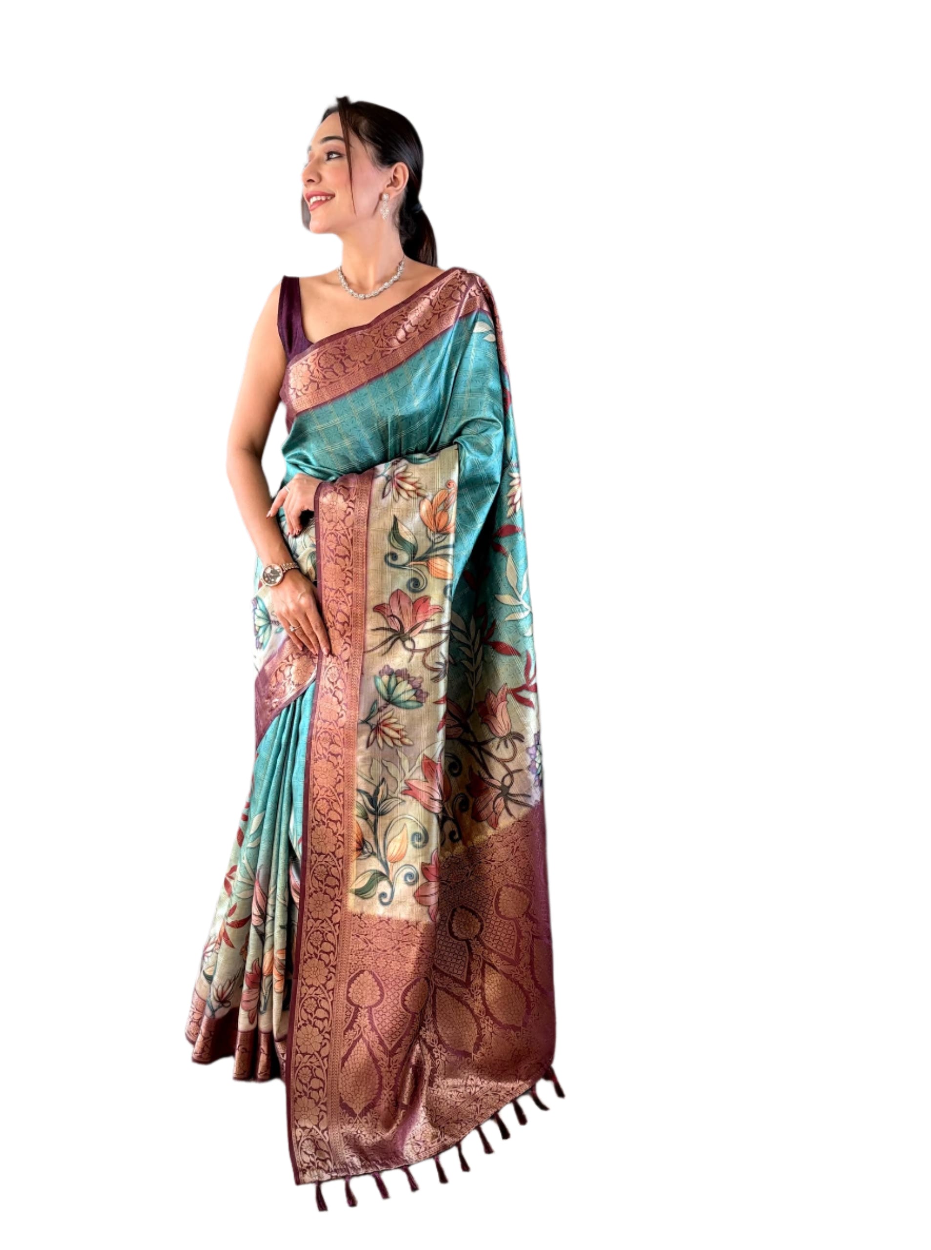 SOFT SILK KALAMKARI PRINT SAREE