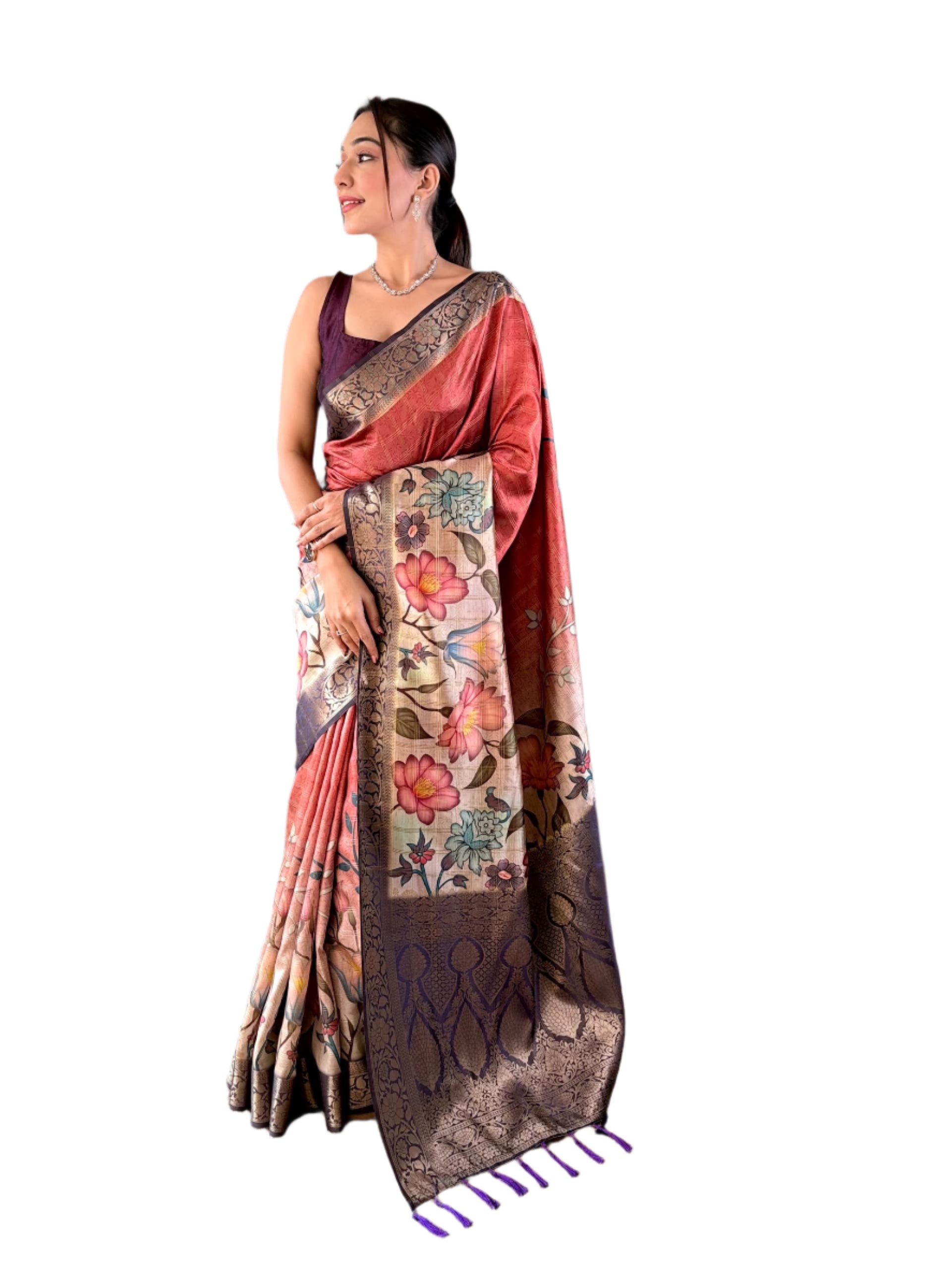 SOFT SILK KALAMKARI PRINT SAREE
