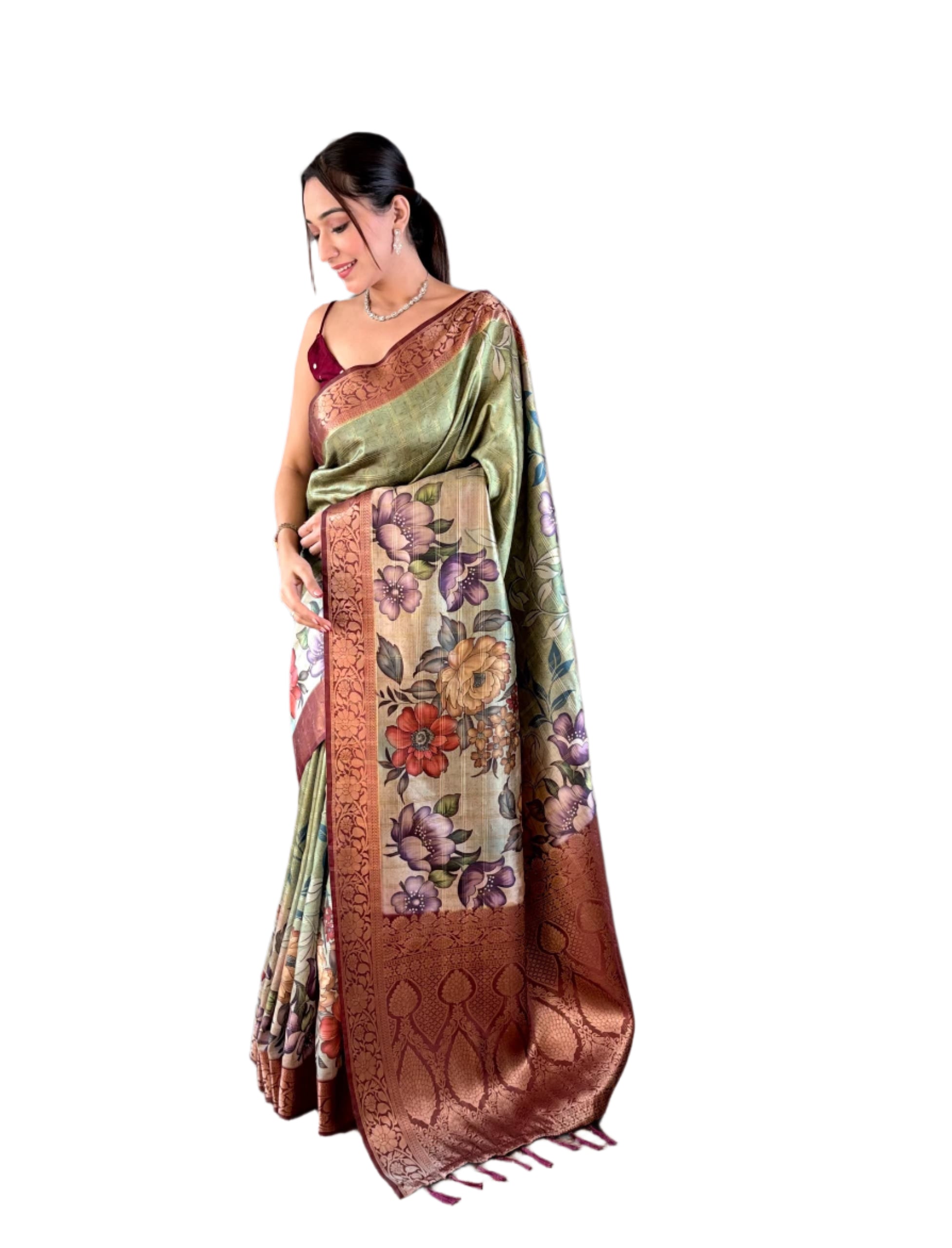 SOFT SILK KALAMKARI PRINT SAREE