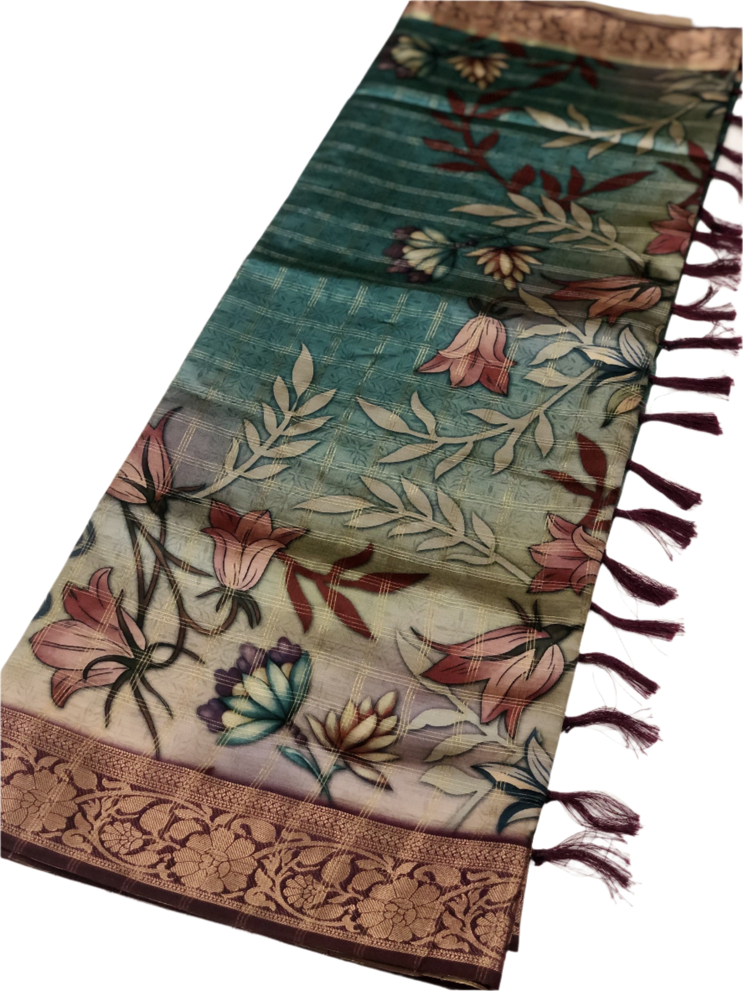 SOFT SILK KALAMKARI PRINT SAREE
